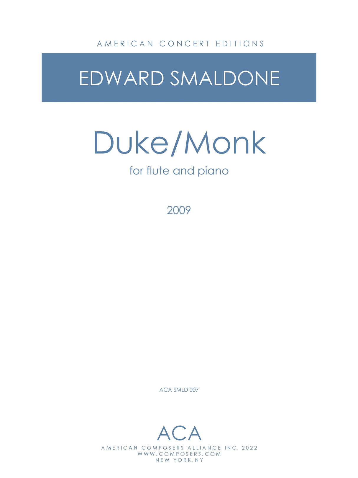 Smaldone: Duke / Monk (Version for Flute & Piano)