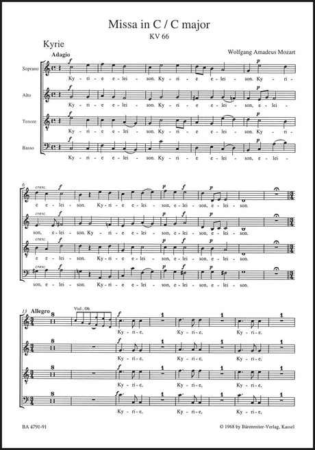 Mozart: Missa in C Major, K. 66