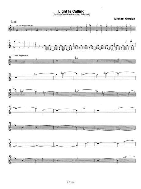 Gordon: light Is calling (arr. for violin & tape)