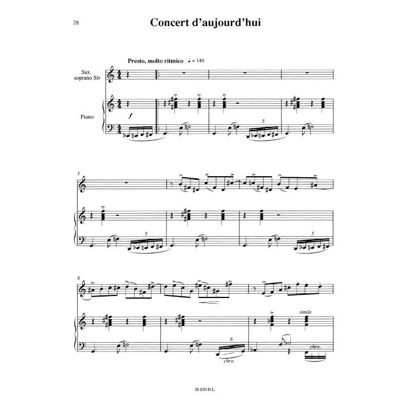 Piazzolla: Histoire du tango (for soprano sax and piano)