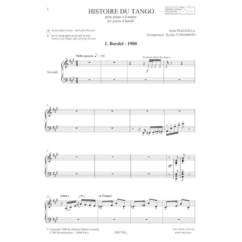 Piazzolla: Histoire du tango (for piano 4-hands)