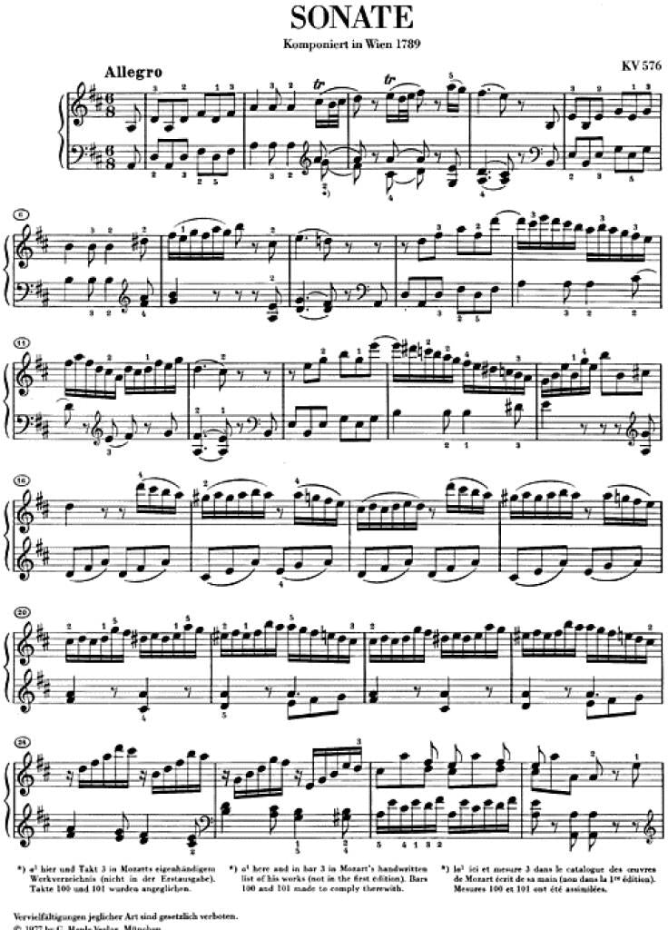 Mozart: Piano Sonata in D Major, K. 576