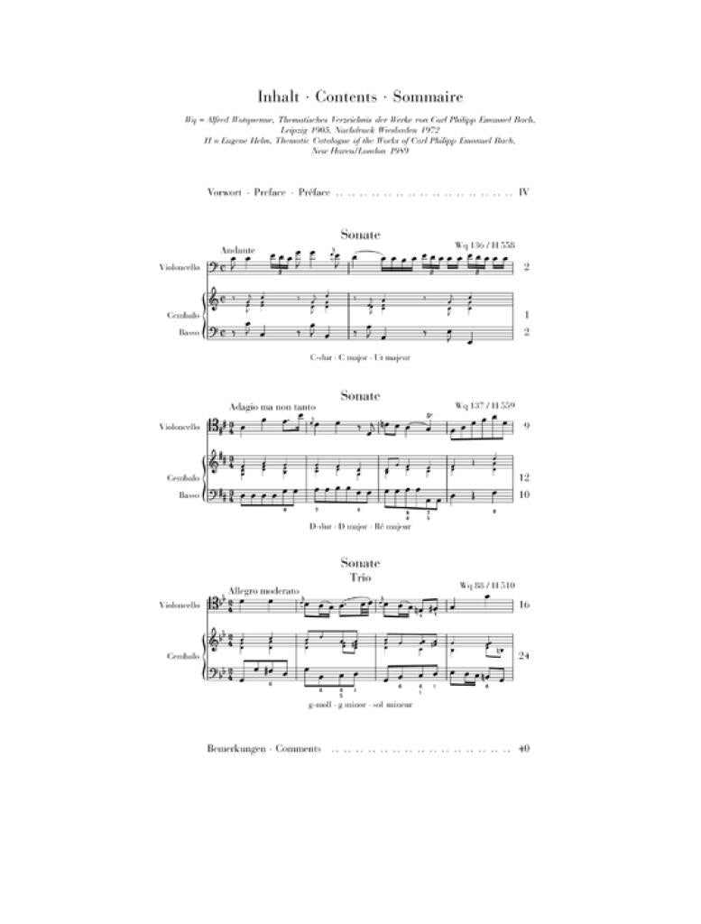 C.P.E. Bach: Gamba Sonatas, Wq. 88, 136, 137 (version for cello)