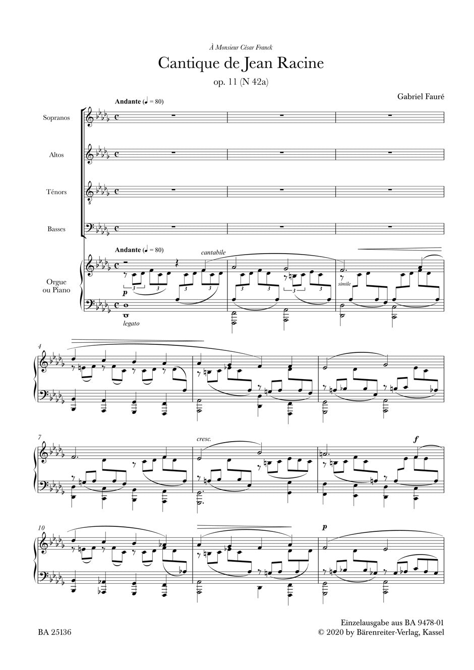 Fauré: Cantique de Jean Racine, Op. 11, N 42a