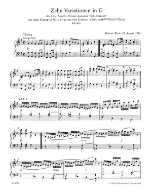 Mozart: 10 Variations on "Unser dummer Pöbel meint", K. 455