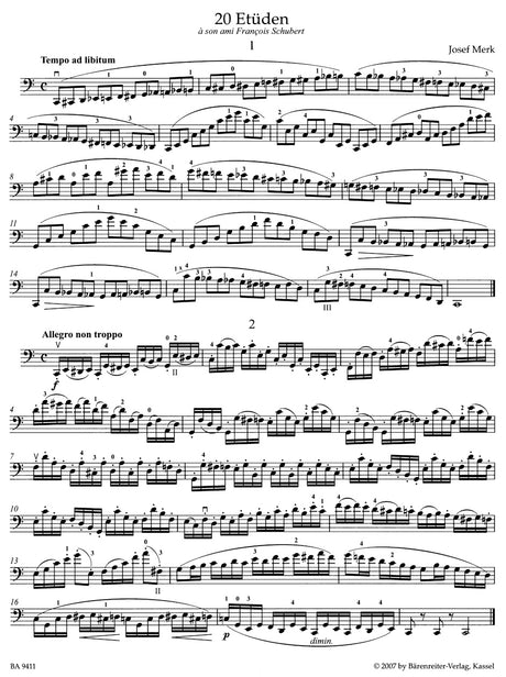 Merk: 20 Cello Etudes, Op. 11