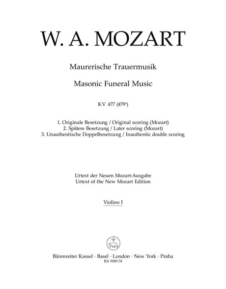 Mozart: Masonic Funeral Music, K. 477 (479a)