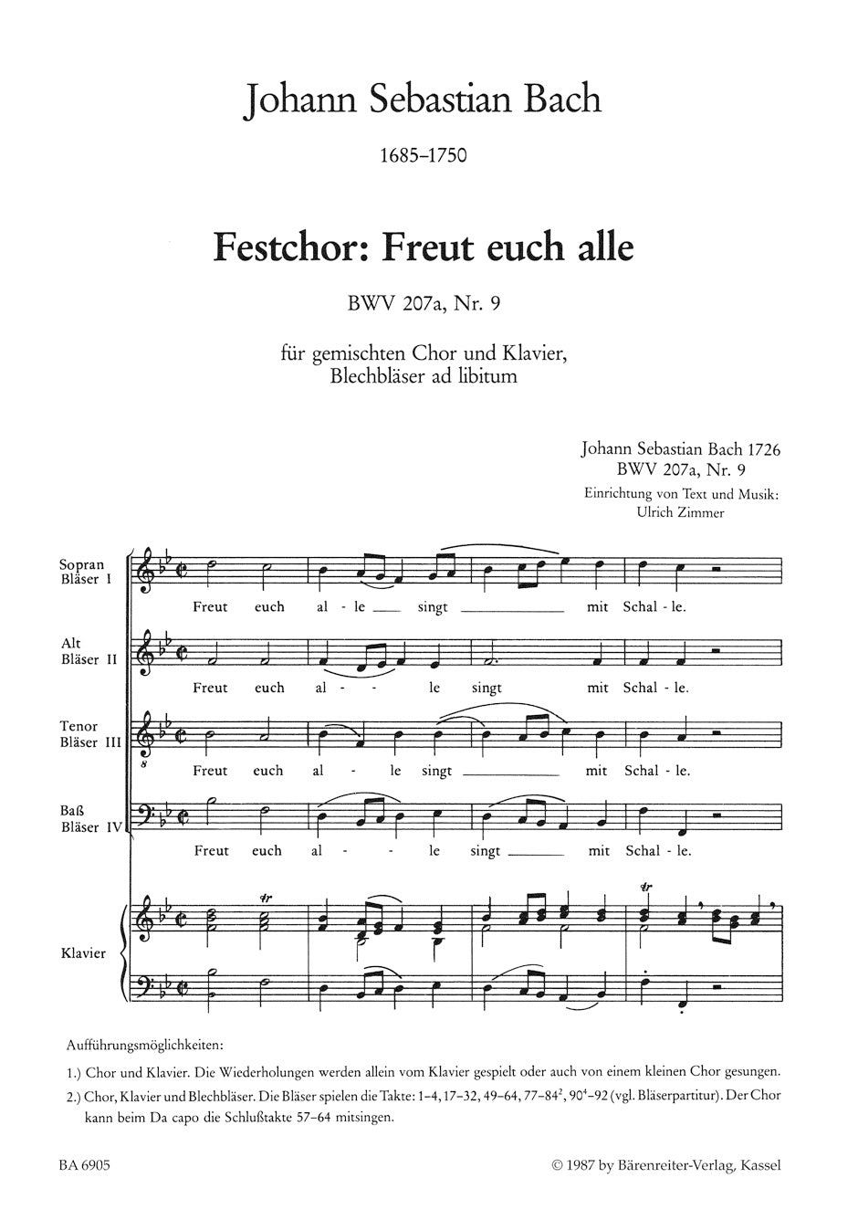 Bach: Freut euch alle, BWV 207a, No. 9