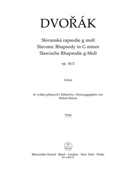 Dvořák: Slavonic Rhapsody in G Minor, B. 86, Op. 45, No. 2