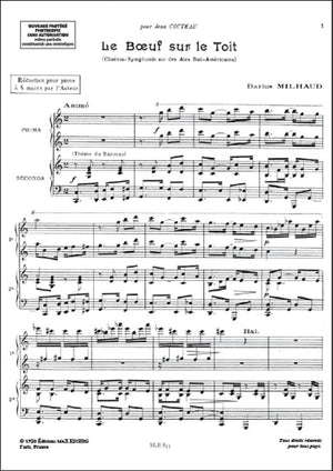 Milhaud: Le bœuf sur le toit,, Op. 58 (arr. for piano 4-hands)