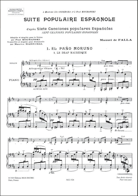 Falla: Suite populaire espagnole (arr. for violin & piano)
