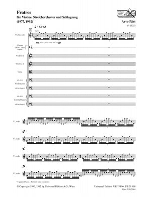 Pärt: Fratres (for violin, string orchestra and percussion)