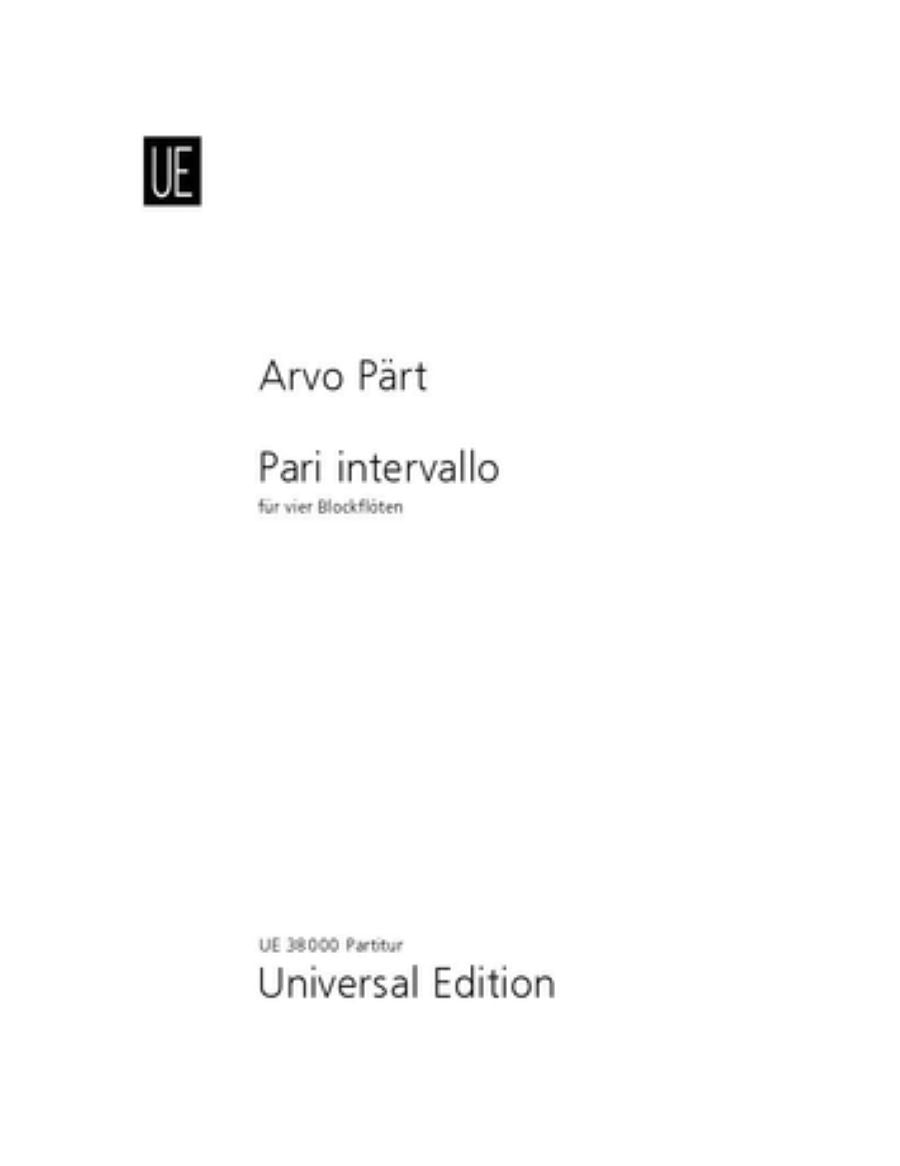 Pärt: Pari intervallo (Version for 4 Recorders)