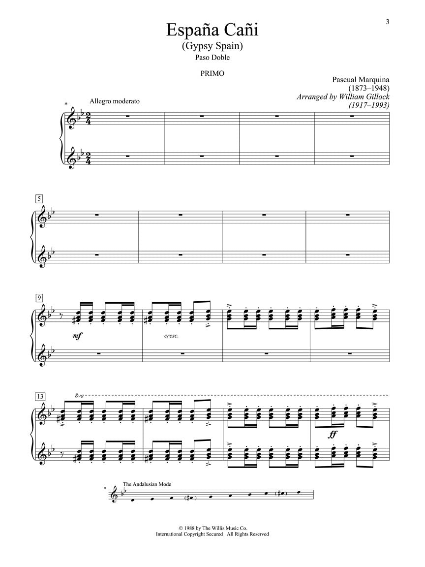 Marquina: España Cañi (arr. for piano 4 hands)
