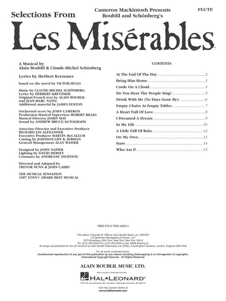 Les Misérables - Instrumental Solos for Flute