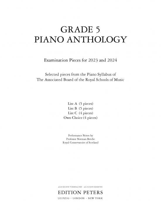 ABRSM Grade 5 Piano Anthology for 2023-24