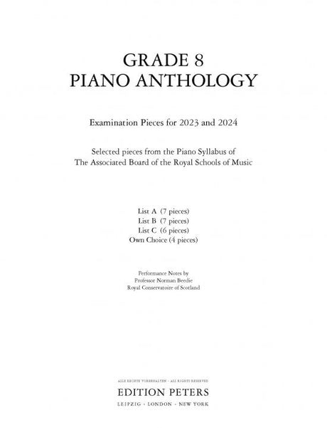 ABRSM Grade 8 Piano Anthology for 2023-24