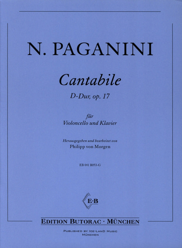 Paganini: Cantabile, Op. 17 (arr. for cello & piano)