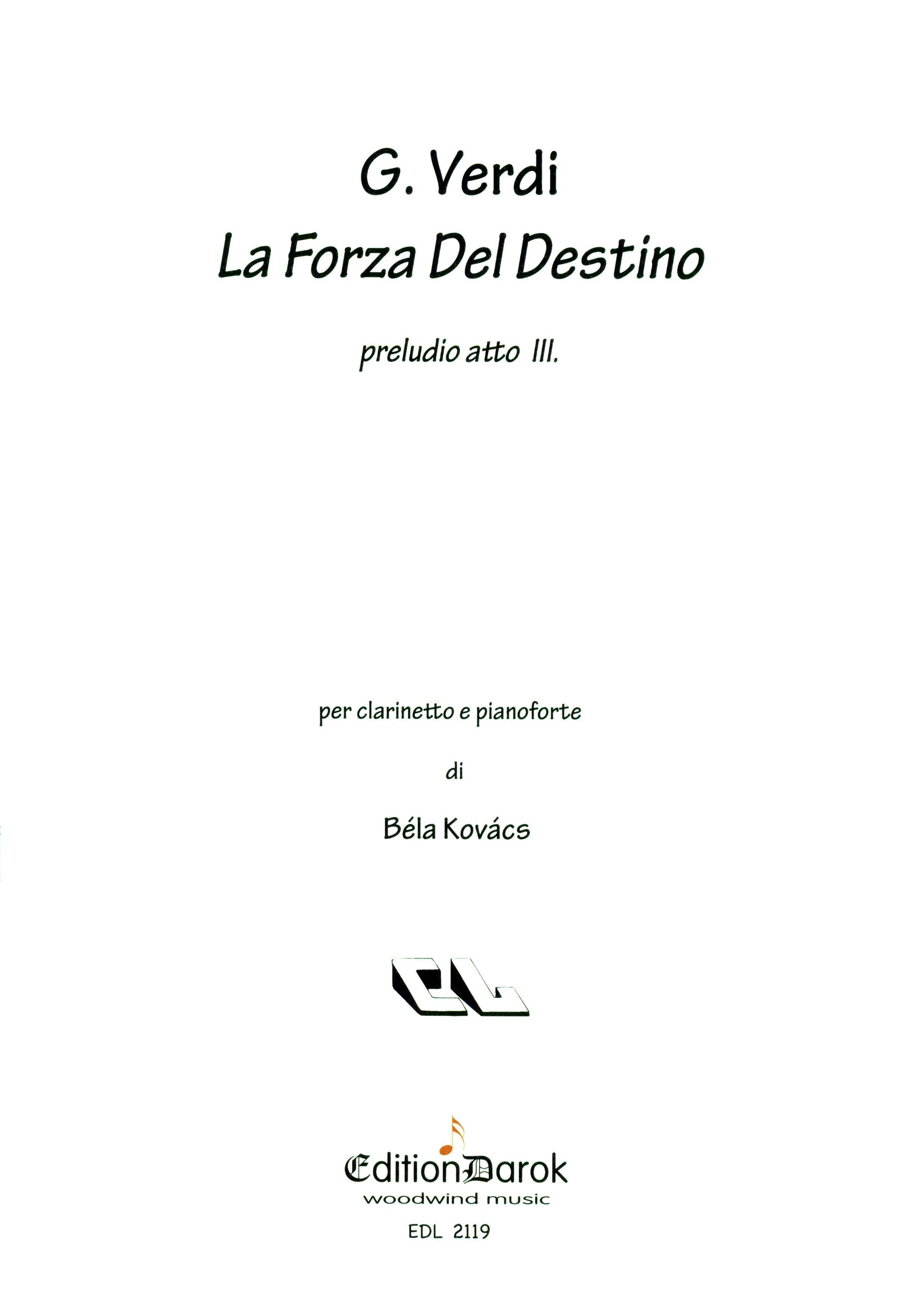 Verdi: Prelude to Act 3 of La forza del destino (arr. for clarinet)