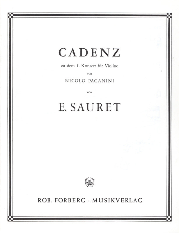 Sauret: Cadenza for Paganini's Violin Concerto No. 1