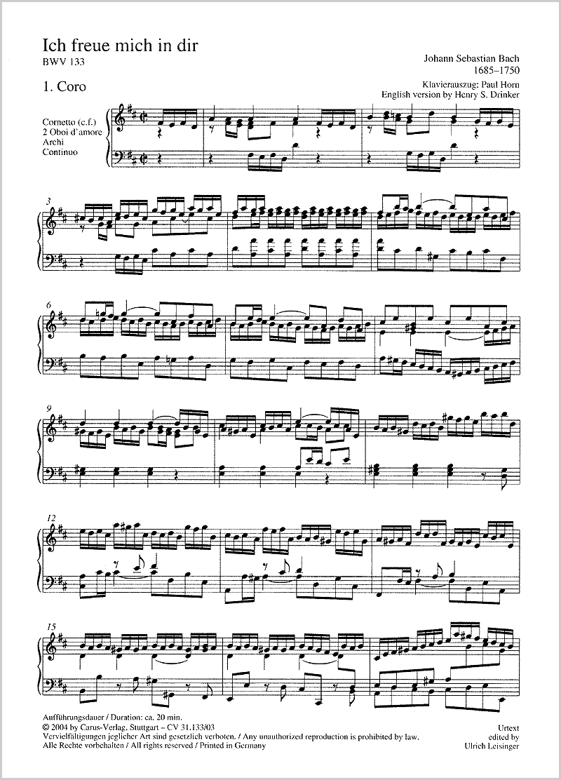 Bach: Ich freue mich in dir, BWV 133