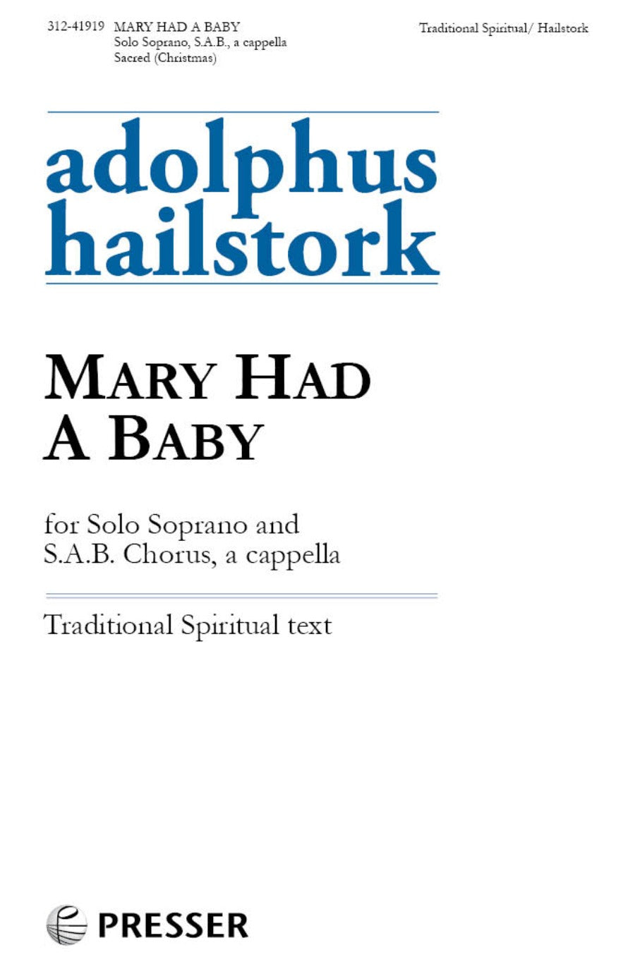 Hailstork: Mary Had a Baby
