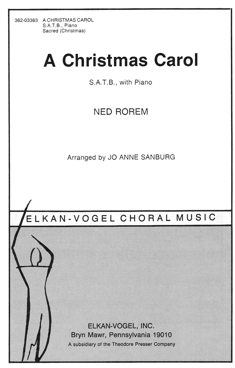 Rorem: A Christmas Carol (arr. for SATB choir & piano)