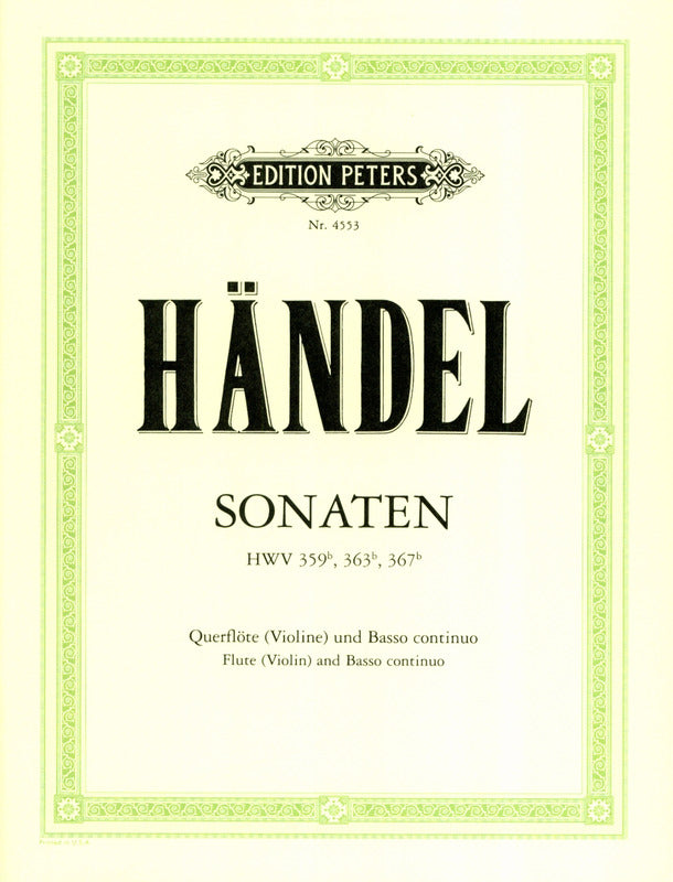 Handel: 3 Flute Sonatas, HWV 359b, 363b and 367b