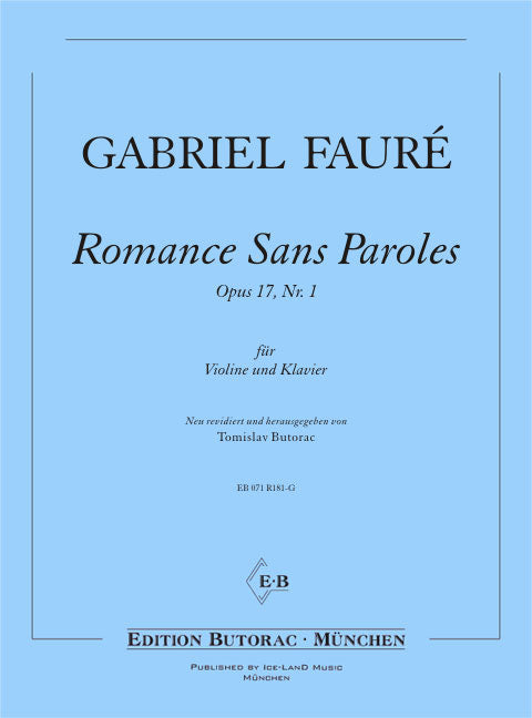 Fauré: Romance sans paroles, Op. 17, No. 1 (arr. for violin & piano)