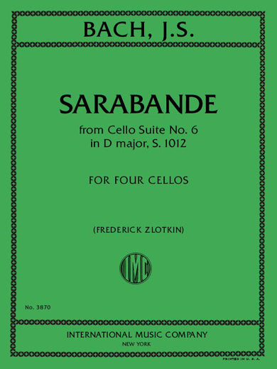 Bach: Sarabande from Suite No. 6 in D Major, BWV 1012 (arr. for 4 cellos)