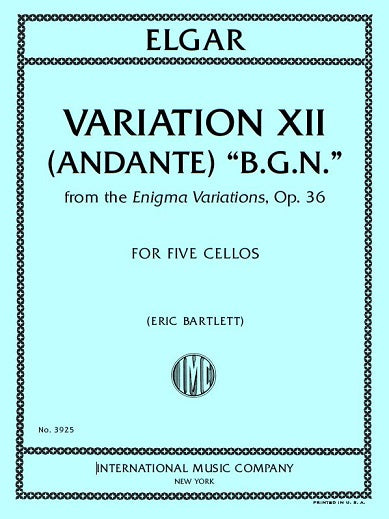 Elgar: Variation XII (Andante) "B.G.N." from Enigma Variations, Op. 36 (arr. for 5 cellos)