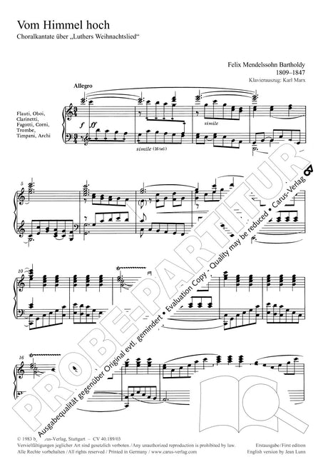 Mendelssohn: Vom Himmel hoch, MWV A 22