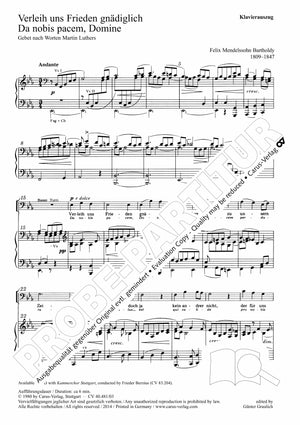 Mendelssohn: Verleih uns Frieden gnädiglich, MWV A 11