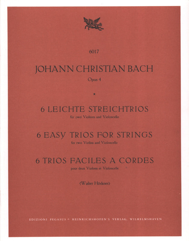 J.C. Bach: 6 Trios for 2 Violins & Cello