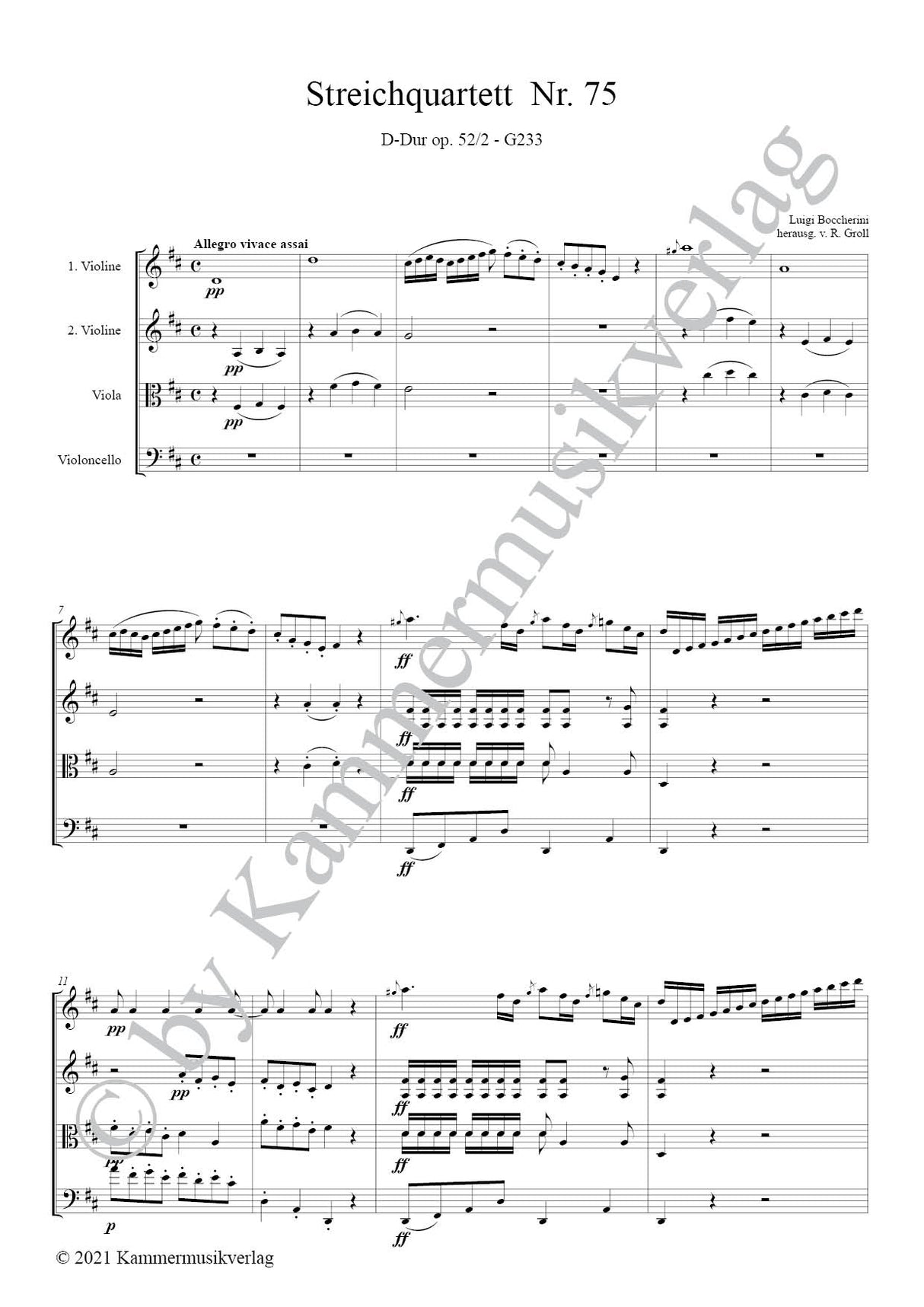 Boccherini: String Quartet in D Major, G 233, Op. 52, No. 2