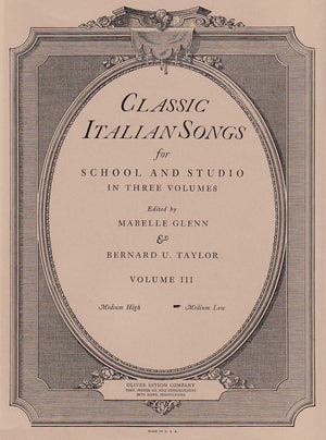 Classic Italian Songs for School and Studio - Volume 3