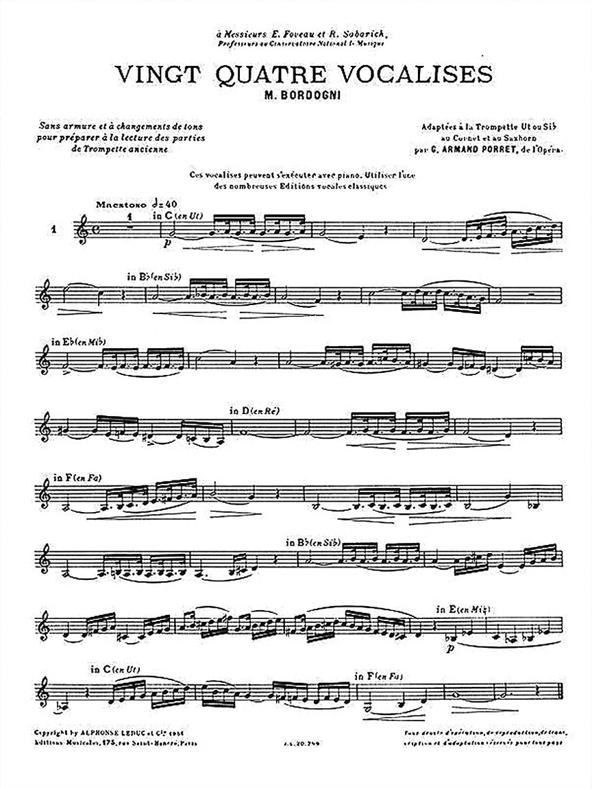 Bordogni: 24 Vocalises (arr. for trumpet) - Ficks Music