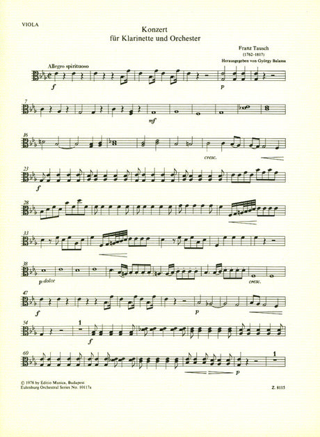 Tausch: Clarinet Concerto in E-flat Major