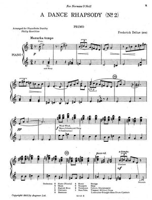 Delius: Dance Rhapsody No. 2 (arr. for piano 4 hands)