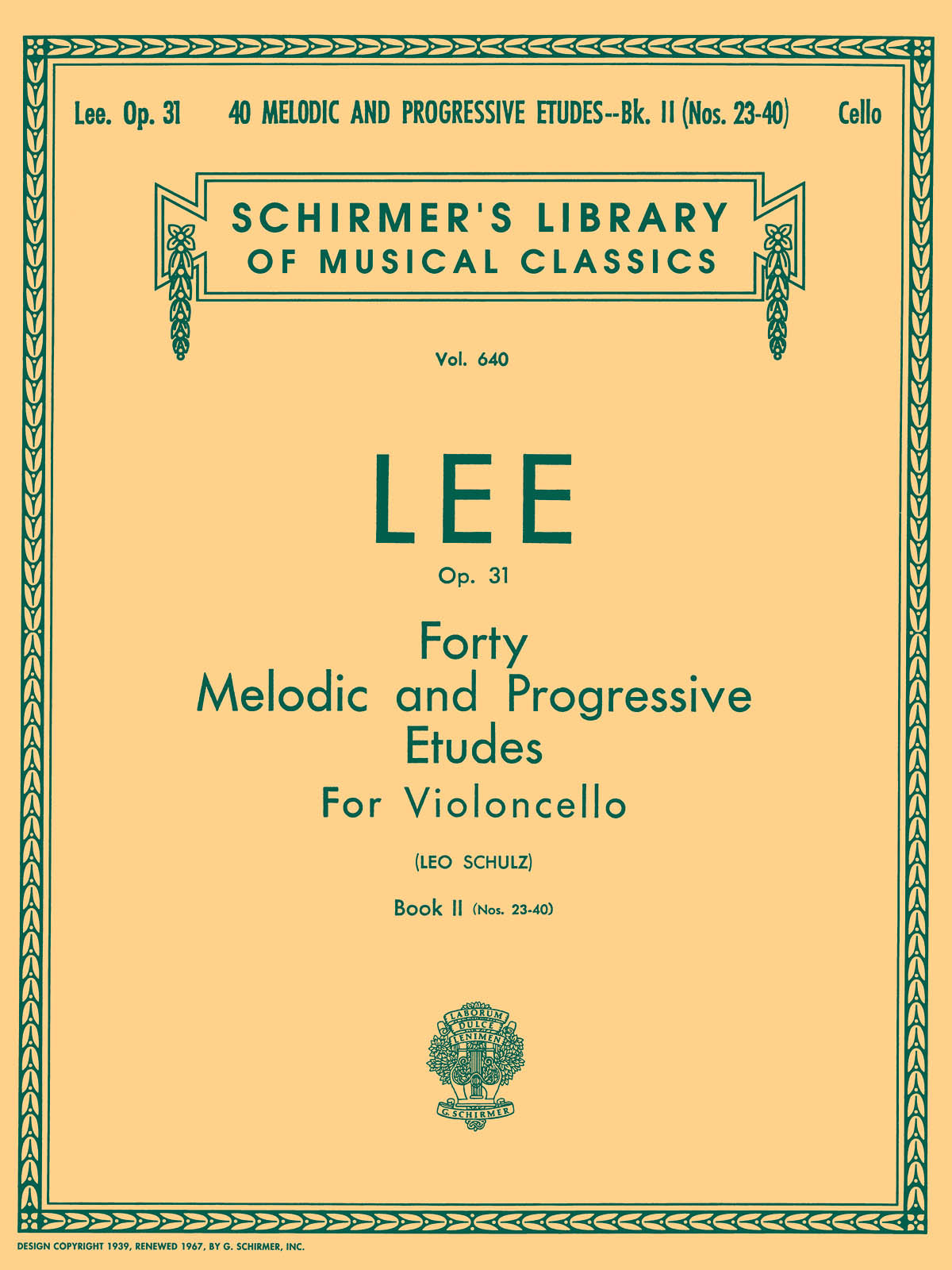 Lee: 40 Melodic and Progressive Etudes, Op. 31 - Book 2 (Nos. 23-40)