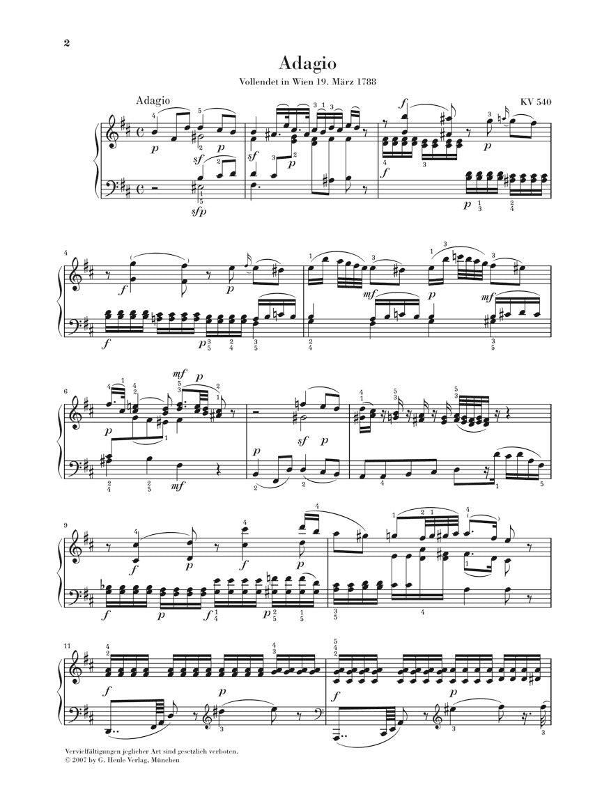 Mozart: Adagio in B Minor, K. 540
