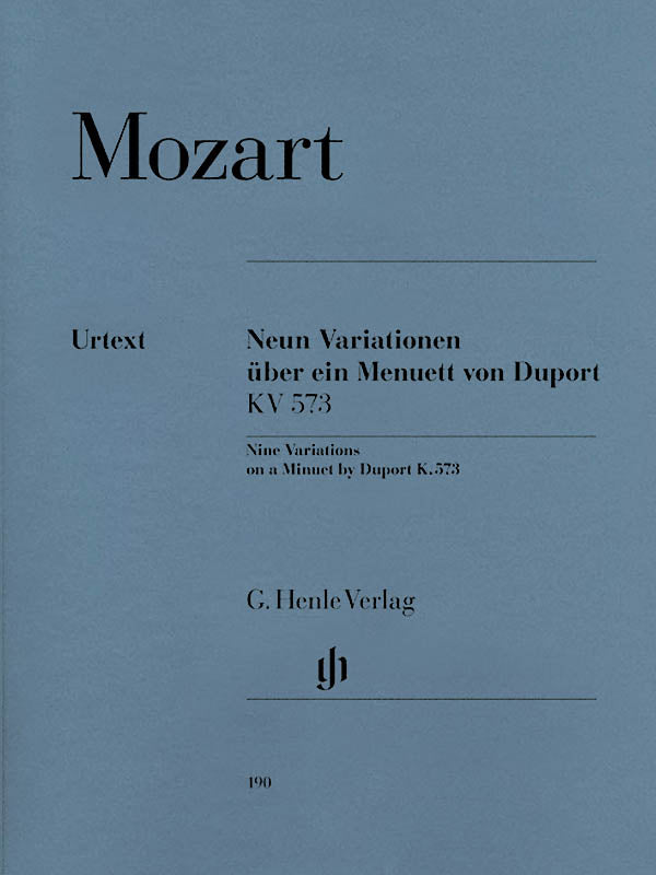 Mozart: 9 Variations on a Minuet by Duport, K. 573