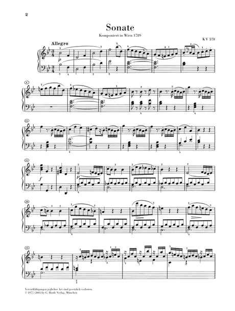 Mozart: Piano Sonata in B-flat Major, K. 570