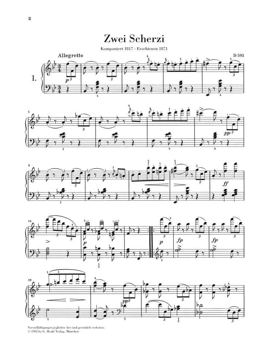 Schubert: 2 Scherzi, D 593