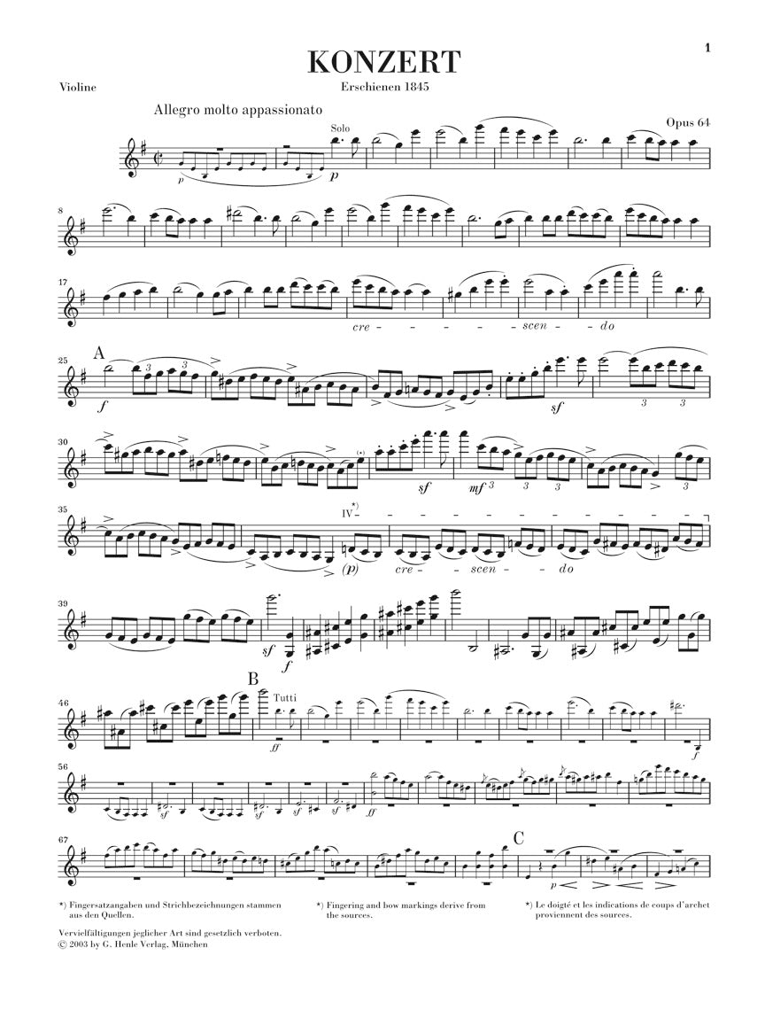 Mendelssohn: Violin Concerto in E Minor, 64 - Ficks Music