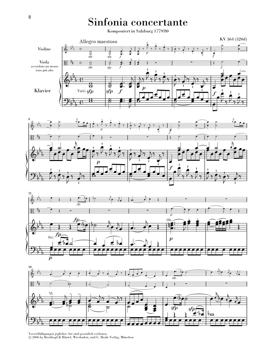 Mozart: Sinfonia Concertante, K. 364 (320d) - Ficks Music