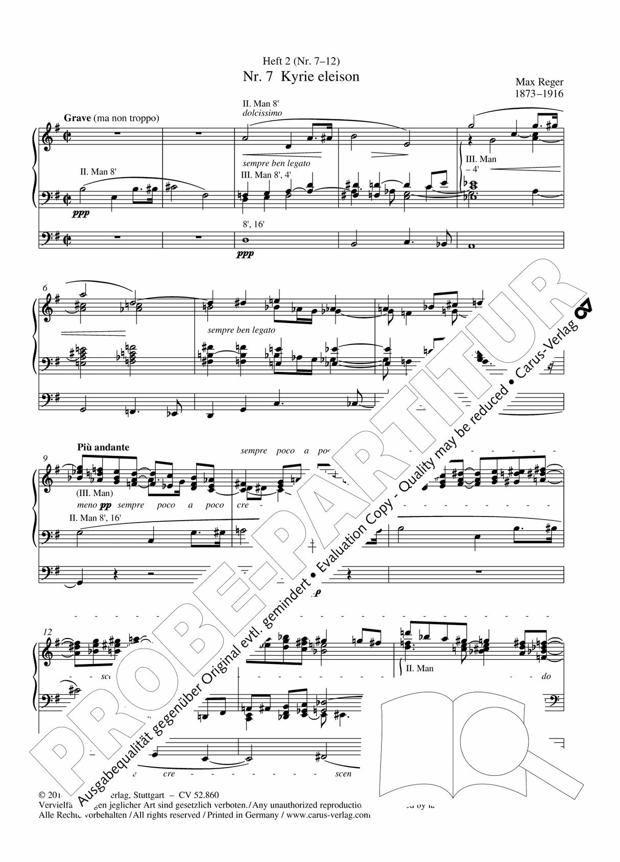 Reger: 12 Pieces, Op. 59 - Volume 2 (Nos. 7-12)