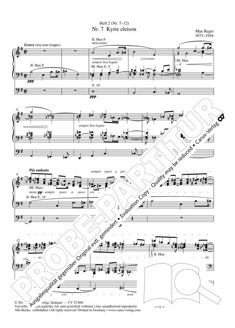 Reger: 12 Pieces, Op. 59 - Volume 2 (Nos. 7-12)