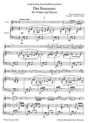 Cl. Schumann: 3 Romances, Op. 22
