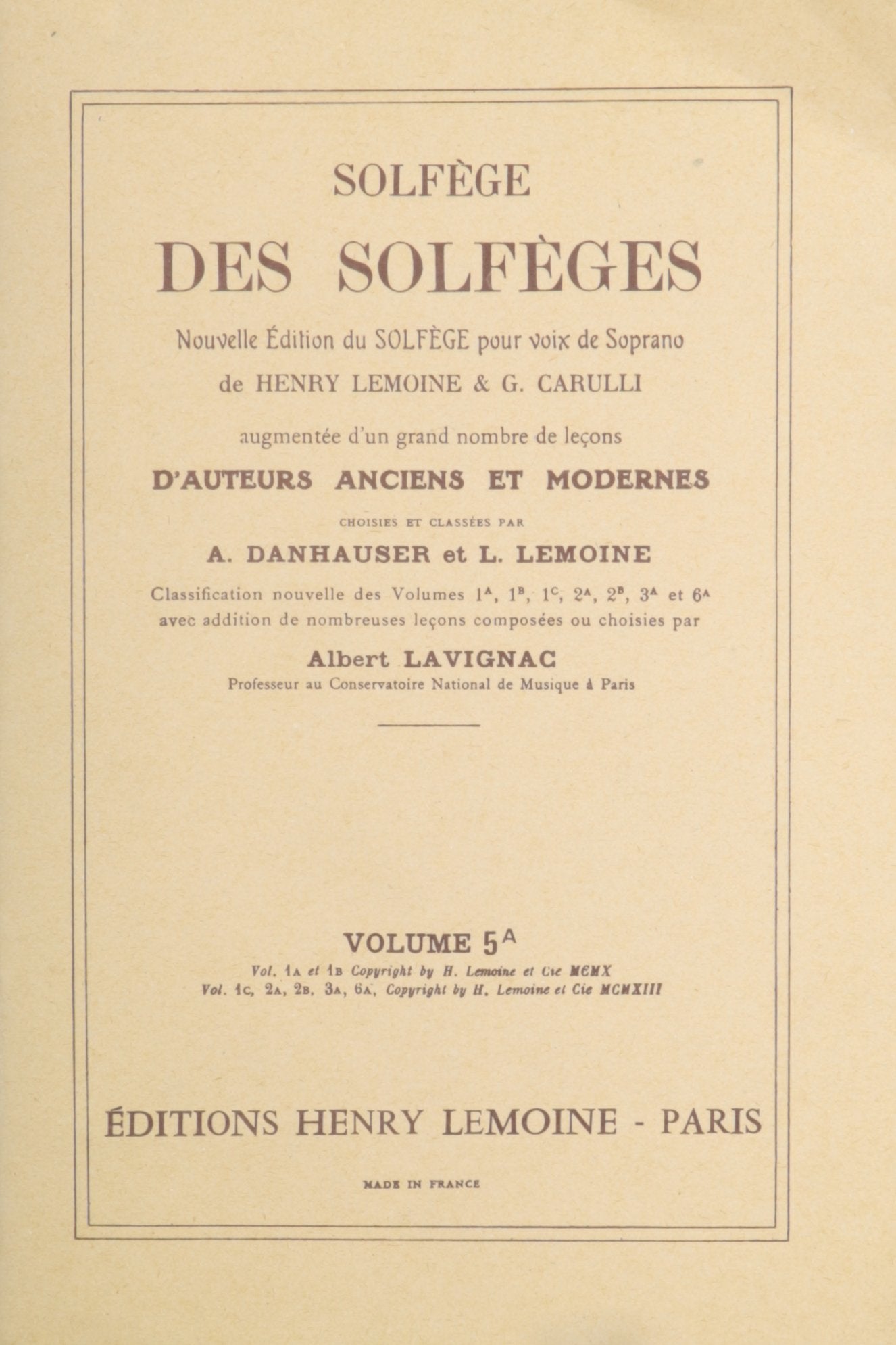 Solfège des Solfèges - Volume 5A